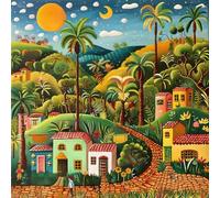Bullglesup Puzzles for Adults 1024 Pieces, Village in The Jungle Jigsaw with Poster Letter on Back, Unique Pieces Fit Well No Dust (19.6"x19.6")
