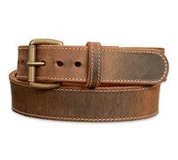 Bullhide Belts Mens Leather Steel Core Belt, Heavy-Duty, Genuine Full Grain Stitched Leather Belts 1.50" Wide Made in the USA, Rustic Brown, 44" (Size 42 Pants - Check Size Guide)