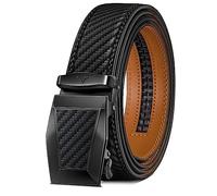 BULLIANT Men Belt, Ratchet Leather Belt for Men Dress Casual Pants Jeans 1 3/8",Cut for Fit.(Black-44-52" Waist Adjustable)