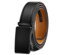 BULLIANT Men Belt, Ratchet Leather Belt for Men Dress Casual Pants Jeans 1 3/8",Cut for Fit(Black,44"-52" Waist Adjustable)