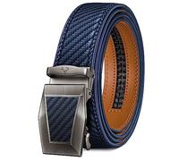 BULLIANT Men Belt, Ratchet Leather Belt for Men Dress Casual Pants Jeans 1 3/8",Cut for Fit.(Purplish Blue-48-56" Waist Adjustable)