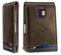 BULLIANT Men Wallet Airtag&Standard Use,Slim Front Pocket Wallet Money Clip for Gifg Men RFID Blocking 11Cards, Coffee4320, One Size, Minimalist