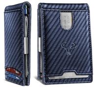 BULLIANT Men Wallet Airtag&Standard Use,Slim Front Pocket Wallet Money Clip for Gifg Men RFID Blocking 11Cards, Purplish Blue3412, One Size, Minimalist