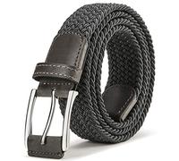 BULLIANT Mens Belt, Elasticated Belt Stretch Weave Belt 1 3/8",Casual Braided Woven Golf Belts for Mens Womens Jeans(Dark Gray,46"-50" Waist Adjustable)