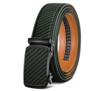 BULLIANT Men's Belt, Leather Ratchet Belt for Men Dress 1 3/8",Trim to Fit(Dark Green-38-44" Waist Adjustable)