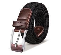 BULLIANT Mens Elasticated Stretch Weave Belt, 1 3/8" Casual Braided Woven Golf Belt for Men & Women, Jeans (Black, 32"-36" Waist Adjustable)