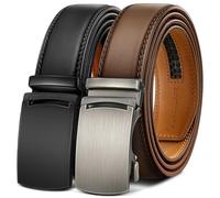 BULLIANT Men's Ratchet Belt 2 Pack-Click Leather Belt Adjustable for Men 1 3/8-Cut for Perfect Fit(Black/Tawny,38"-44" Waist Adjustable)