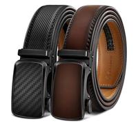 BULLIANT Men's Ratchet Belt 2 Pack-Click Leather Belt Adjustable for Men 1 3/8-Cut for Perfect Fit(Black/Deep Brown,36"-42" Waist Adjustable)