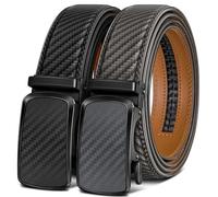 BULLIANT Men's Ratchet Belt 2 Pack-Click Leather Belt Adjustable for Men 1 3/8-Cut for Perfect Fit(Black/Sacred Grey,44"-52" Waist Adjustable)
