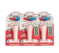 Bullibone SuperBrush: Dog Teeth Cleaning Brushing Toothbrush Stick - Long Lasting Nylon Pink Peppermint Chew Toy for Oral Care and Dental Health