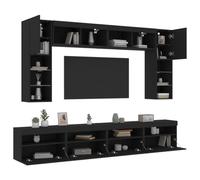 Bulliing 8 Piece TV Wall Cabinet Set with LED Lights Black,Free Combination Adjustable TV Cabinet Media Entertainment Center Storage Shelf, Modern TV Unit Console Table for Living Room Bedroom