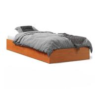 Bulliing Bed Frame Wax Brown 75x190 cm Small Single Solid Wood Pine,Double Bed Bed Frame with Headboard, Under Bed Storage Space, for Adults/Teenagers, Easy Assembly