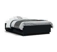 Bulliing Bed Frame with LED Lights Black 120x190 cm Small Double Engineered Wood,Platform Bed Frame,For Adults, Kids, Teenagers, Underbed Storage Space,Easy Assembly
