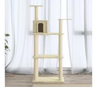 Bulliing Cat Tree with Sisal Scratching Posts Cream 118.5 cm,Cat Tree Tower Scratching Posts Multilevel Cat Climbing House with Condos & Ladder Cat Activity Centre for Indoor Cats