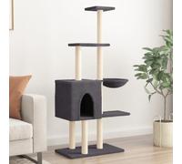 Bulliing Cat Tree with Sisal Scratching Posts Dark Grey 145 cm,Cat Tree Tower Scratching Posts Multilevel Cat Climbing House with Condos & Ladder Cat Activity Centre for Indoor Cats