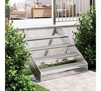 Bulliing Grate Step 100x24x7 cm Galvanised Steel,Premium Steel Stairs Adjustable Galvanised & Silver Powder Coated Steps Weatherproof Grate Step Garden Stairs Patio Stairs