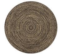 Bulliing Handmade Rug Jute Black and Natural 120 cm,Area Rugs for Bedroom Anti Slip,Modern Super Soft Thick Pile Small Fluffy Shaggy Rug Non Shedding
