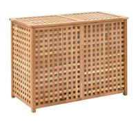 Bulliing Laundry Bin 87.5x46x67 cm Solid Walnut Wood,Laundry Basket with Lid,Laundry Hamper,Clothes Hamper with Clip and Handles,Foldable,for Laundry Room,Bedroom,Natural