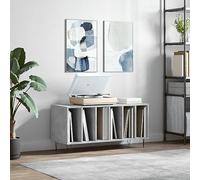 Bulliing Record Player Stand, Turntable Stand Sofa Side Table with Open Shelves,Vinyl Record Storage Cabinet Vintage End Table for Living Room, Bedroom and Office,Record Cabinet Concrete Grey 100x38x4