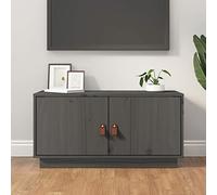 Bulliing TV Cabinet Grey 80x34x40 cm Solid Wood Pine,Modern TV Cabinet Stand Storage Shelves Table Mobile Bedroom Furniture Bookshelf Bookcase