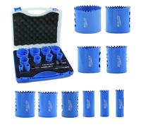 BULLITT 10PCS Bi-Metal Combination Hole Saw Set,19-64mm 8% Cobalt M42 Hole Saw Kit with 2 Arbors,a Pilot Drill,a Hexagonal Wrench for Metal,Wood, PVC Boards, Plaster,Plastic Board,Cutting Depth:48mm
