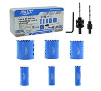 BULLITT 6PCS Bi-Mteal Plumbers Hole Saw Set,19-57mm 8% Cobalt M42 Hole Saw Kit with 2 Arbors and a Hexagonal Wrench for Wood,Metal,Plastic,Cutting Depth:48mm