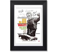 Bullitt Cast Signed A4 Poster Photo Print Framed Autograph Gift Movie Film Steve McQueen (A4 Black Framed & Mounted)