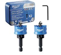 BULLITT Impact Hole Saw Set, 2PCS 25MM M42 HSS Bi-Metal,Hex Shank,Impact Hole Cutter Set Perfect for Drilling Thin Metal,Stainless Steel,Mild Steel and Aluminium