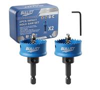 BULLITT Impact Hole Saw Set, 2PCS 32MM M42 HSS Bi-Metal,Hex Shank,Impact Hole Cutter Set Perfect for Drilling Thin Metal,Stainless Steel,Mild Steel and Aluminium