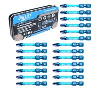 BULLITT Screwdriver Bits Set,PZ2 Impact Screwdriver Bits with 1/4" Hex Shank, 20 Pcs 50mm Single Ended Impact Driver Bits PoziDriv No.2 Heavy Duty,S2 Steel with magnetised tip in one tin Box