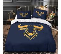 BullLogoDesign 3D Digital Print Quilt Cover 3-Piece Microfiber Hidden Zipper Teens StylizedAnimalSymbol Duvet Cover 2 Pillowcases Machine Washable Home Decor Kids & Boys Super king（260x220cm）