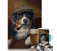 Bullmastiff Dog Smoking Jigsaws Puzzles 1000 Pieces for Teenagers Gifts,Decompressing Intellectual Educational Toy Birthday Present,Gifts,Wall Art (38x26cm)