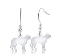 Bullmastiff Silhouette Silver Earrings