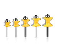 Bullnose Router Bit, 6mm 1/4 Inch Shank Edge Beading Bit Half Round Bearing Bullnose Milling Cutter Woodworking Tool 1pcs/5pcs(5Pcs 6mm Shank)