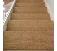 Bullnose Self-adhesive Stair Treads Carpet Non Slip,Indoor Imitation Sisal Stairway Grip Step Treads for Basement Wooden Steps,Reusable Safety Staircase Runners Rugs Stair Edge Protector-Washable ( Co