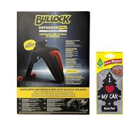 Bullock Defender Pro Black Universal Steering Wheel Lock Anti-Theft Car Safety Shield Reinforced Alloy Ideal for City Cars Easy Installation + Miracle Tree Black Pine