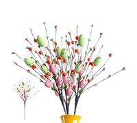 Bullpiano Artificial Easter Egg Flowers,3 Pcs 40cm Easter Floral Picks with Easter Eggs,Easter Sprays Vines,Spring Floral Stems Twig Branches,Easter Arrangement Centerpiece,Easter Decorations (C2)