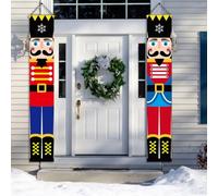 Bullpiano Christmas Nutcracker Banners,2 Pcs 180 x 30cm Nutcracker Soldier Porch Signs,Nutcracker Christmas Decorations,Soldier Nutcracker Hanging Signs,Xmas Hanging Banners,Xmas Ornaments (C)
