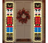 Bullpiano Christmas Nutcracker Banners with Led Lights,2 Pack 180 x 30cm Nutcracker Soldier Porch Signs,Nutcracker Christmas Decorations,Nutcracker Hanging Signs,Christmas Hanging Banners Decor