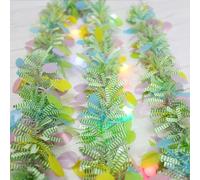 Bullpiano Easter Metallic Glitter Garlands,4 Pcs 2 m Easter Tinsel Garlands with Colorful Eggs,Spring Green Stripe Tinsel Garlands,Easter Decorations,Easter Party Supplies,Easter Wreath Ornaments