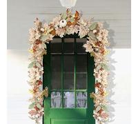 Bullpiano Thanksgiving Fall Garland Decor,1.8m Artificial Autumn Garlands with White Pumpkins,Maple Leaves and Berries,Thanksgiving Decorations,Hanging Pumpkins Garlands,Maple Leaf Hanging Garland