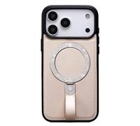 Bullroye for iPhone 17 Pro Case Leather Glitter | iPhone 17 Pro Leather Case with Sparkly Shiny Stand Cute Women | Fits for MagSafe (Beige, IP17 Pro)