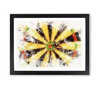 Bulls Eye Dartboard Watercolour Modern Framed Print | A3 Black Framed Wall Art | Ready to Hang | Modern Historical Picture | Living Room Bedroom Lounge Office