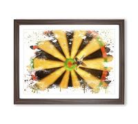 Bulls Eye Darts Dartboard V3 Modern Framed Wall Art Print, Ready to Hang Picture for Living Room Bedroom Home Office Décor, Walnut A4 (34 x 25 cm)