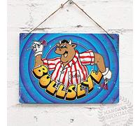 Bullseye Bully 80s Vintage Darts Tin Sign - Metal Decor - 8x12 Inches
