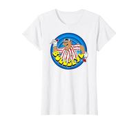Bullseye Bully Red and White Stripes T-Shirt, Women, White, 3X-Large