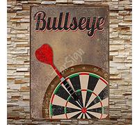 Bullseye Dart Board Darts Vintage Wall Decor Plaque Decoration Metal Tin Sign 12" X 8"