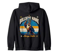 Bullseye Hawk Always Center Retro Archery Zip Hoodie