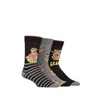 Bullseye Official Men's Crew Socks, 3 Pairs, Black and Grey