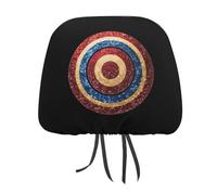 BullseyeTarget Bulls Eye Glitter Funny Car Headrest Covers Elastic Printed Seat Head Rest Protector Universal Automotive Accessories